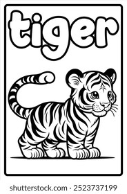 Printable Cute Animal Coloring Pages for Kids Educational Fun Easy Designs Tiger