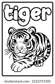 Printable Cute Animal Coloring Pages for Kids Educational Fun Easy Designs Tiger