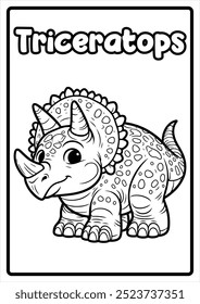 Páginas para colorear de animales lindos imprimibles para niños Diversión educativa Fácil Diseños Dinosaurios Triceratops