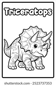 Páginas para colorear de animales lindos imprimibles para niños Diversión educativa Fácil Diseños Dinosaurios Triceratops