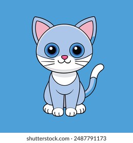 Printable cute cat vector illustration, perfect for cartoons, clipart, and line art designs