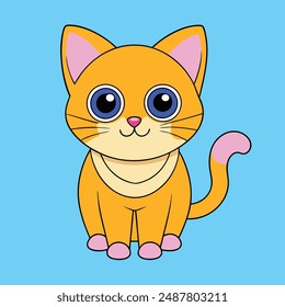 Printable cute cat vector illustration, perfect for cartoons, clipart, and line art designs