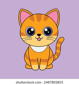 Printable cute cat vector illustration, perfect for cartoons, clipart, and line art designs