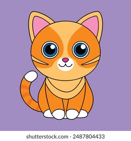 Printable cute cat vector illustration, perfect for cartoons, clipart, and line art designs