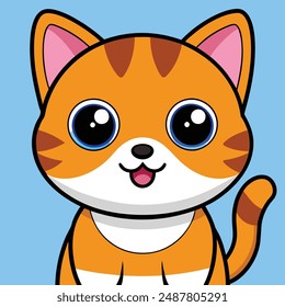 Printable cute cat vector illustration, perfect for cartoons, clipart, and line art designs.