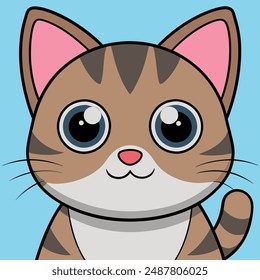 Printable cute cat vector illustration, perfect for cartoons, clipart, and line art designs.