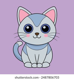 Printable cute cat vector illustration, perfect for cartoons, clipart, and line art designs