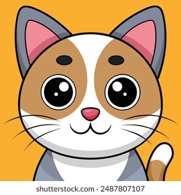 Printable cute cat vector illustration, perfect for cartoons, clipart, and line art designs.