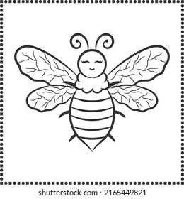 printable cute drawing bee sketch for coloring