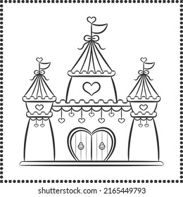 printable cute drawing castle sketch for coloring