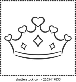 printable cute drawing crown sketch for coloring