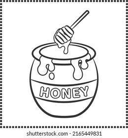 Printable Cute Drawing Honey Jar Sketch For Coloring