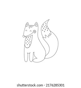 Printable a cute fox drawing for coloring