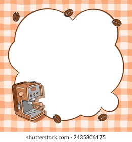Printable cute note with clipart of cafe theme illustration, Suitable for cafe note. Hand drawn Illustration.