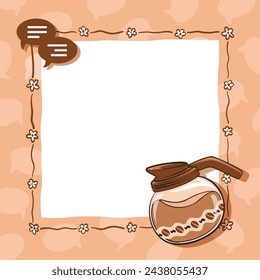 Printable cute note with clipart of cafe theme illustration, Suitable for cafe note. Hand drawn Illustration.