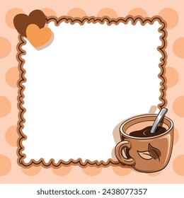Printable cute note with clipart of cafe theme illustration, Suitable for cafe note. Hand drawn Illustration.
