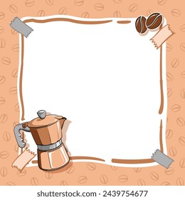 Printable cute note with clipart of cafe theme illustration, Suitable for cafe note. Hand drawn Illustration.
