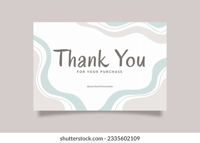 Printable Cute Thank You Card Template for Small Online Business, Decorated with Doodle Frame Blue Gray Pastel Color. Suitable for Bakery, Food, Ice Cream, Beauty, Fashion Baby Brand