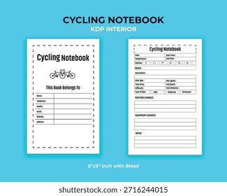 Printable Cycling Logbook Interior Bicycle Ride Tracker and Training Journal for KDP Publishing