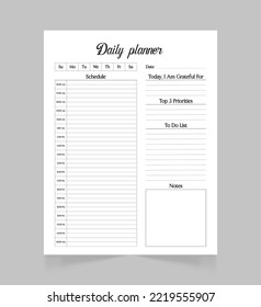 Printable Daily Planner Page Template . Blank White Notepad Page.
