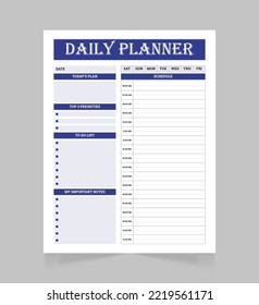 Printable Daily Planner Page Template . Blank White Notepad Page.
