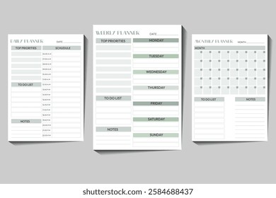 Printable Daily Weekly Monthly Planner Template Design