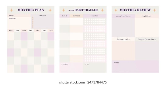 Printable Daily, Weekly, Monthly, Yearly Planner Template Collection with Habit Tracker