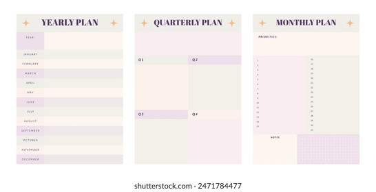 Printable Daily, Weekly, Monthly, Yearly Planner Template Collection with Habit Tracker