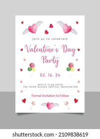 Printable Valentine’s Day Invitation, Sweetheart Party Invitation, Little Sweetheart 1st Birthday Invite, Red Pink Heart Party Invitation