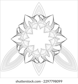 Printable Decorative Doodle flowers in black and white for coloringbook, cover or background. Hand drawn sketch for adult anti stress coloring page vector.