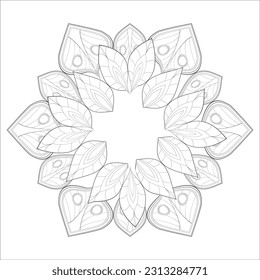 Printable Decorative Doodle flowers in black and white for coloringbook, cover or background. Hand drawn sketch for adult anti stress coloring page vector.