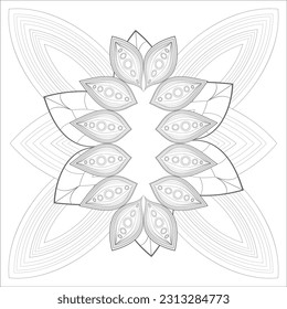 Printable Decorative Doodle flowers in black and white for coloringbook, cover or background. Hand drawn sketch for adult anti stress coloring page vector.
