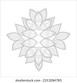 Printable Decorative Doodle flowers in black and white for coloringbook, cover or background. Hand drawn sketch for adult anti stress coloring page vector.