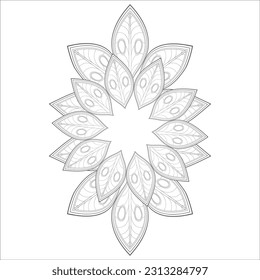 Flores de Doodle decorativas impresas en blanco y negro para colorido, carátula o fondo. Esbozo dibujado a mano para el vector de página de colorante antiestrés adulto.
