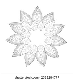 Printable Decorative Doodle flowers in black and white for coloringbook, cover or background. Hand drawn sketch for adult anti stress coloring page vector.