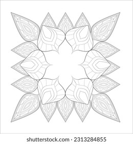 Printable Decorative Doodle flowers in black and white for coloringbook, cover or background. Hand drawn sketch for adult anti stress coloring page vector.