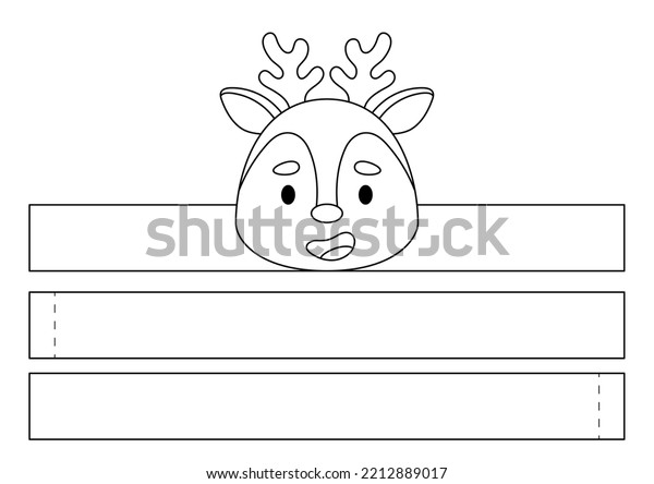 Printable Deer Paper Crown Diy Cut Stock Vector (Royalty Free ...