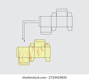 Printable  die line template for small rectangular packaging box design