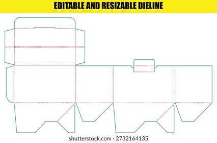 Diseño Dieline imprimible para caja de empaquetado de Producto plegable personalizada de tamaño variable