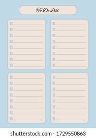 Printable to do list in pleasant colors with four blocks