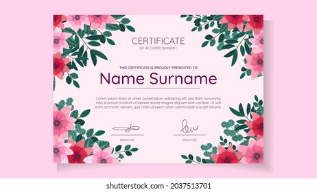 Printable Editable Floral Certificate Template Cute Stock Vector ...