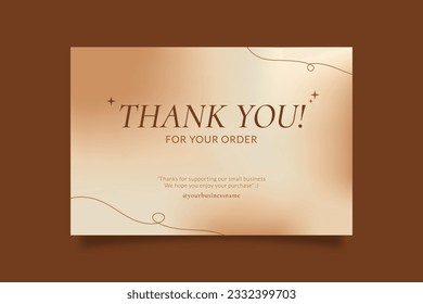 Printable Elegant Thank You Card for Online Small Business, Decorated with Abstract Gold Gradient and Botanical Object