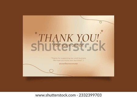 Printable Elegant Thank You Card for Online Small Business, Decorated with Abstract Gold Gradient and Botanical Object