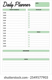 
printable example of a daily planner template