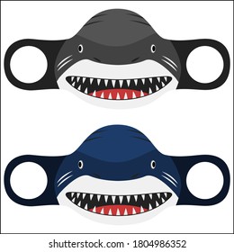Bedruckbares Gesichtsmaske-Layout mit süßer Haigrafik in zwei Farben. Geeignet zum Schutz vor dem Corona-Virus.