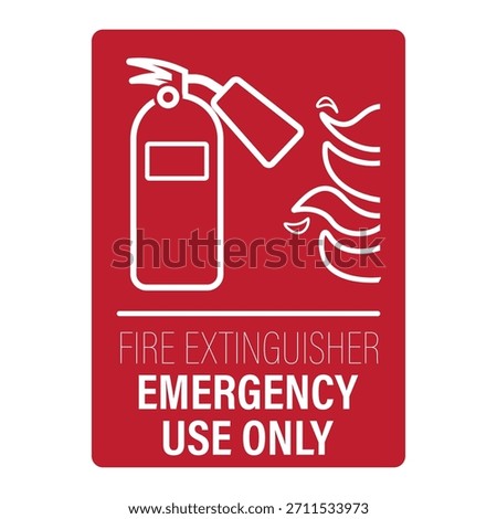 Printable fire extinguisher sign with flame symbol, representing emergency equipment location, fire safety instruction, hazard prevention, and building protection signage guidance.