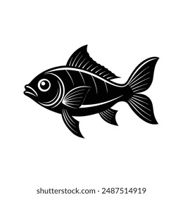 Ilustración vectorial de silueta negra de pescado imprimible. Ilustración vectorial de silueta de pescado de alta calidad para uso digital. Perfecto para Diseños gráficos.