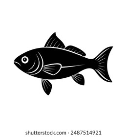 Ilustración vectorial de silueta negra de pescado imprimible. Ilustración vectorial de silueta de pescado de alta calidad para uso digital. Perfecto para Diseños gráficos.