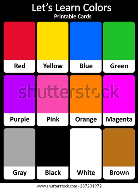 Printable Flash Card Collection Colors Their Stock Vector (Royalty Free