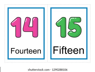 Printable flash card collection for numbers and their names for preschool / kindergarten kids | let's learn numbers illustration
